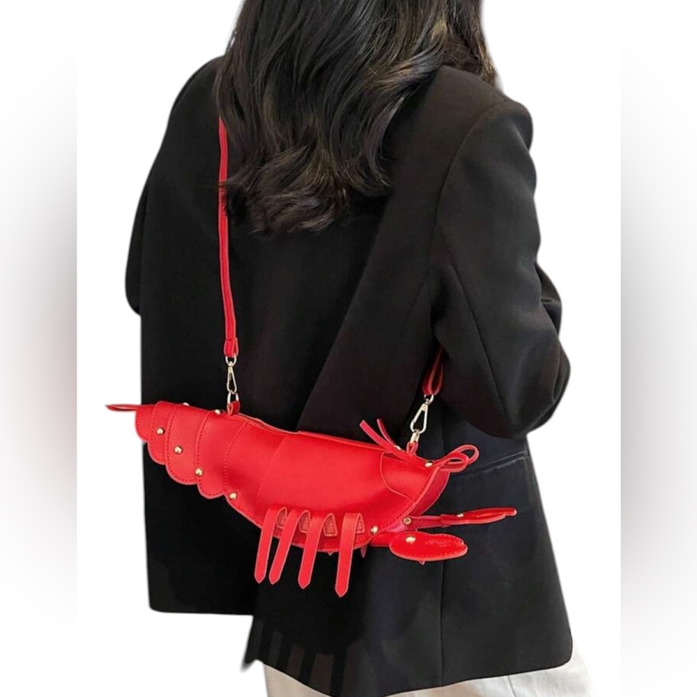 Boutique Red Lobster Statement Bag Coastal Chic Crossbody Purse - Picture 8 of 16